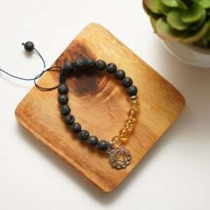 Citrine Bracelet with Lava beads
